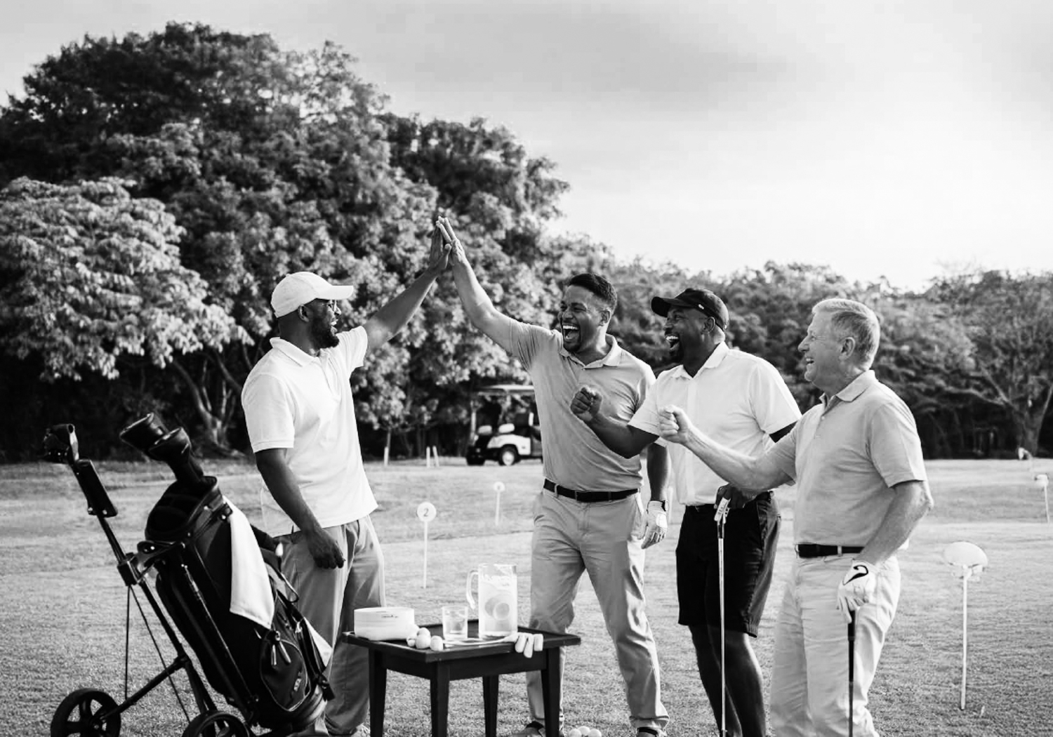 Guests celebrating on the course.